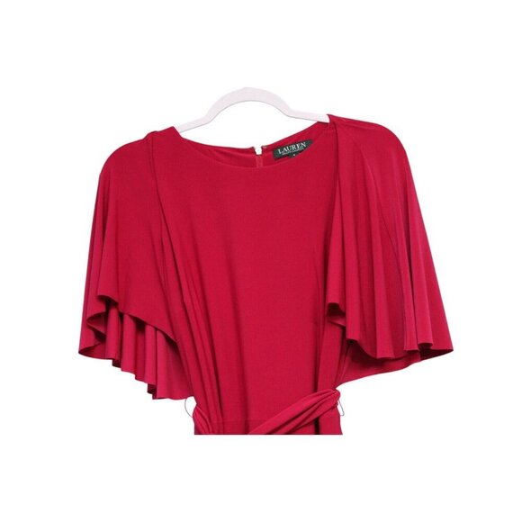 NWT Lauren Ralph Lauren Dress Size 8 Gaelyn Orchid Preppy Belted Stretch Formal - Picture 4 of 16